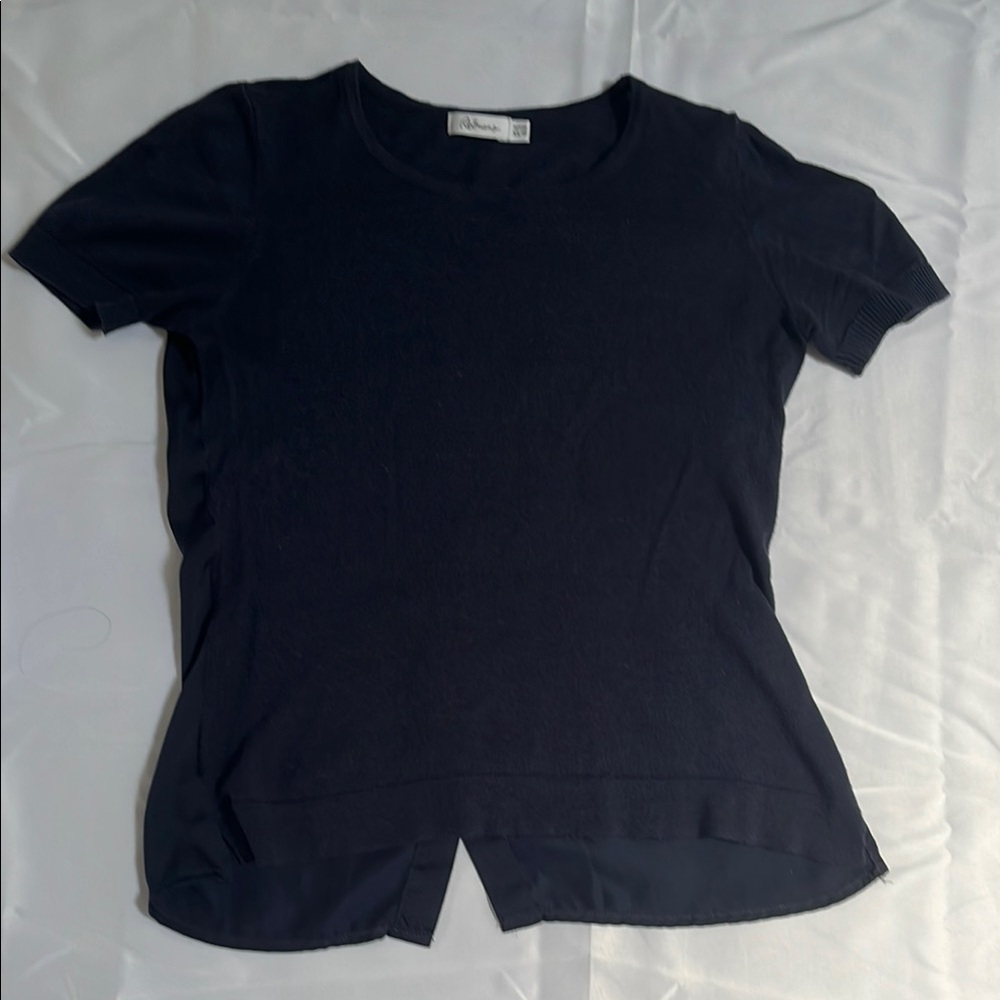 Reitmans Blue Fitted Crew Neck Knit Tee
